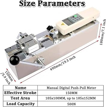 Digital Pull Force Tester Digital Terminal Pull Off Force Tester Pull Tester Wire Harness Terminal Tensile Force Testing Measuring Instruments Thrust Meter Simple Portable 500N