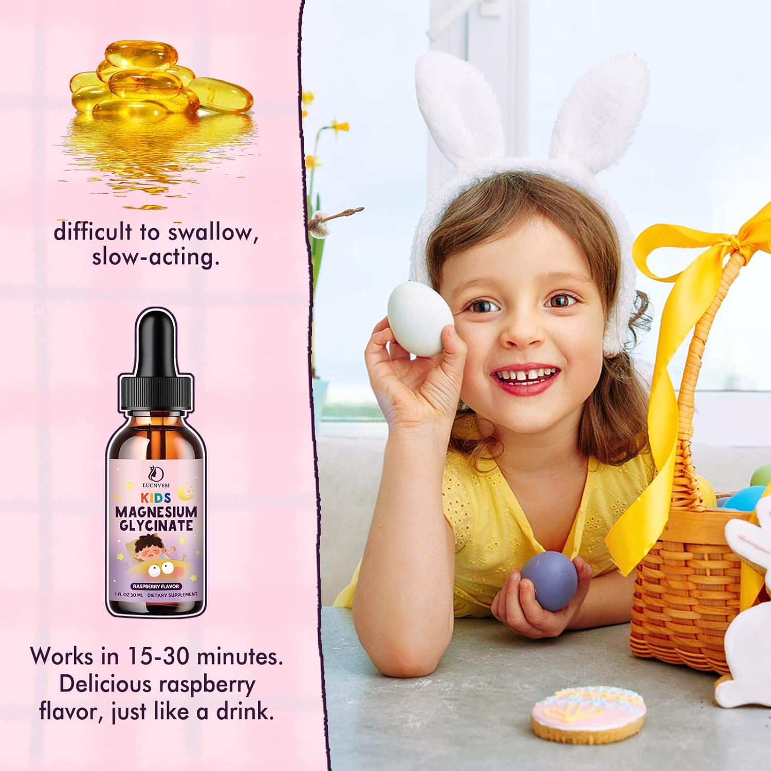 Magnesium Glycinate Drops for Kids Sleep – Sleep & Calm Support with L-Theanine – Melatonin-Free, Sugar-Free Vegan Raspberry Flavor – 4 Bottles, 30ml Each
