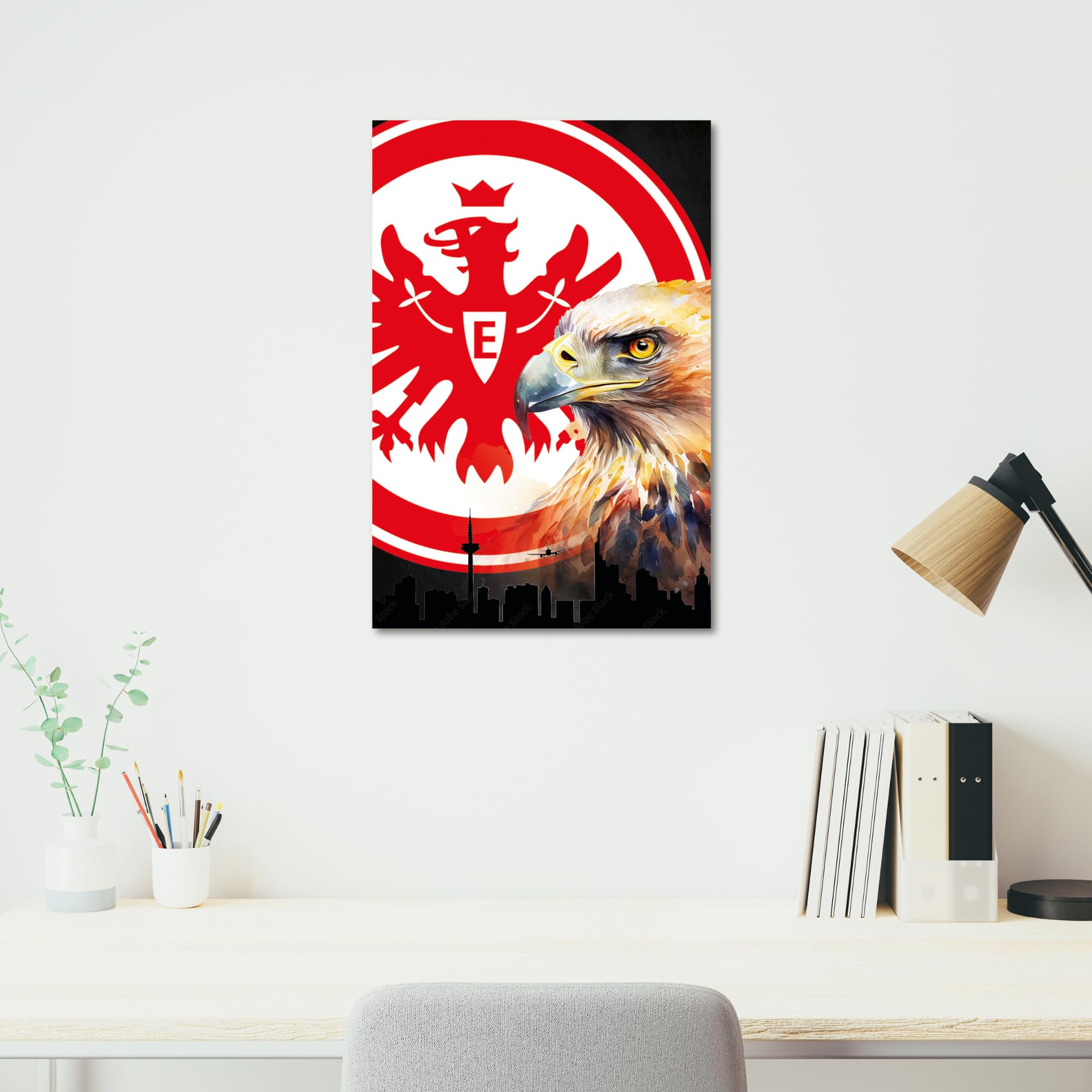 Eintracht Frankfurt Fanartikel - Adler Attila - Wandbild (60cm x 40cm) auf Aluminium I Exklusive Motive