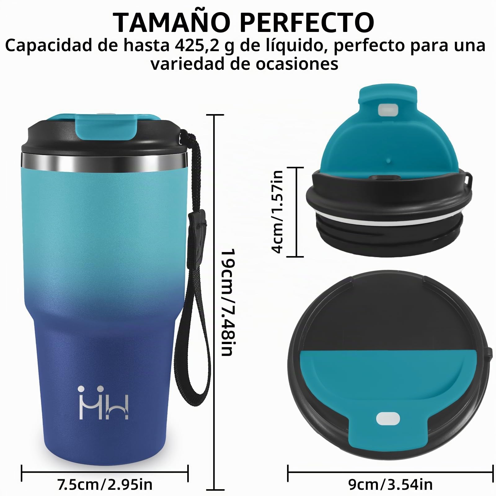 Vaso Termico, 20oz Termo Cafe, Mantiene 8H Frio/6H Calor, Taza Termica, Acero Inoxidable 18/8, sin BPA, Vaso Termo a Prueba de Fugas, Doble Aislamiento, para Viajes, Gimnasio, Cafetería, Oficina
