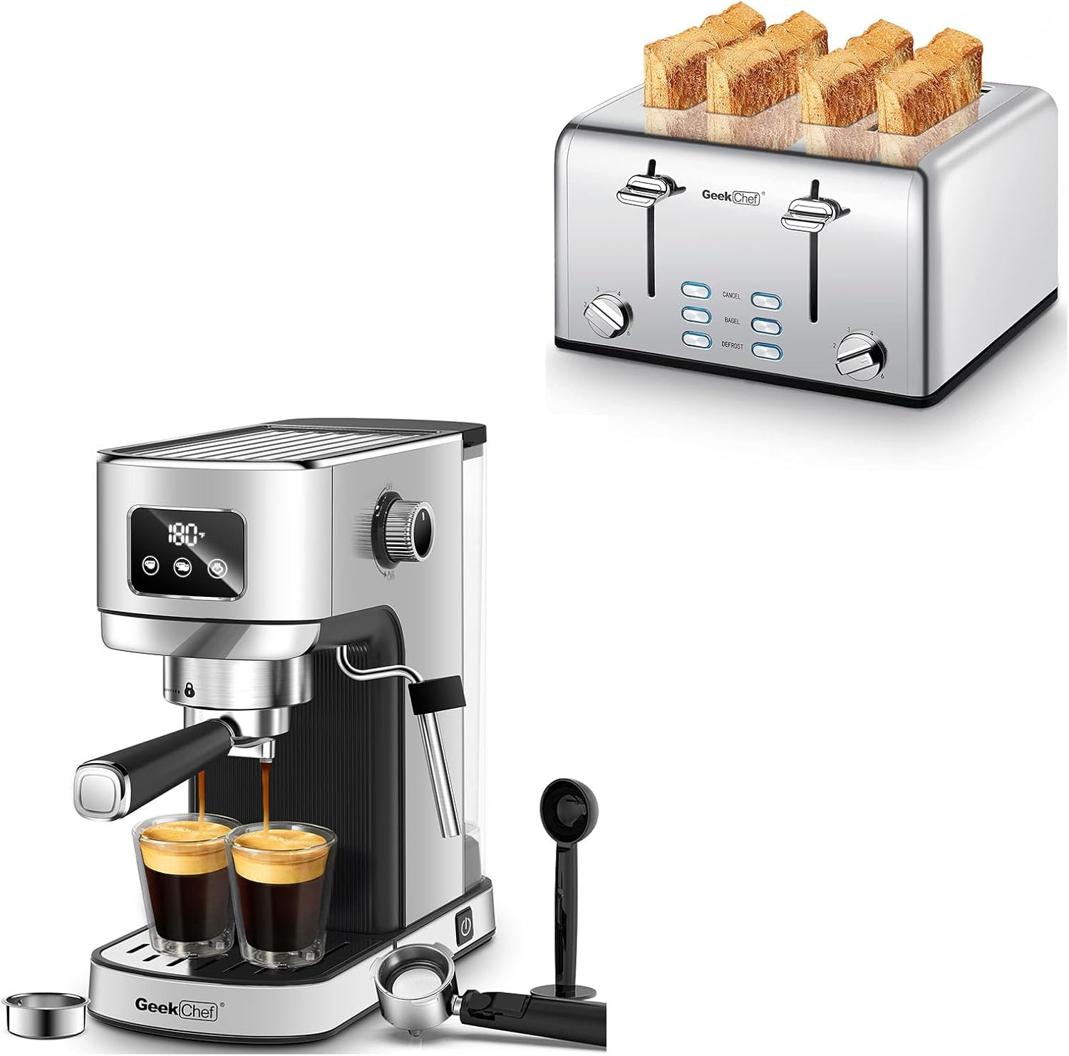 Geek Chef Stainless Steel Toaster and Espresso and
