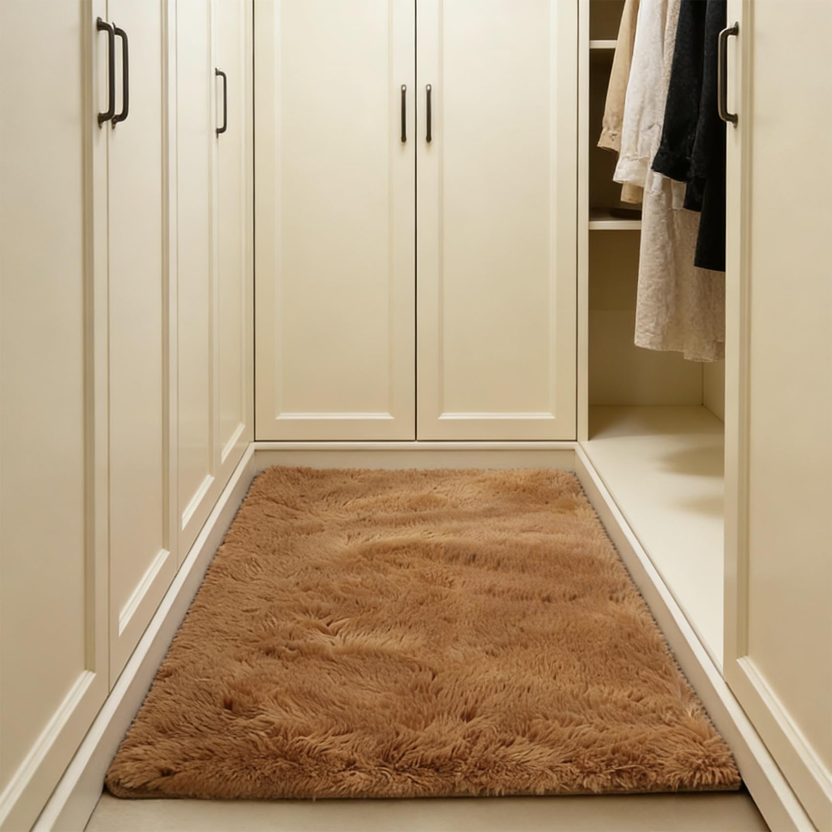 Tapis de salon 280x100 marron shaggy pour créer une chambre cocooning