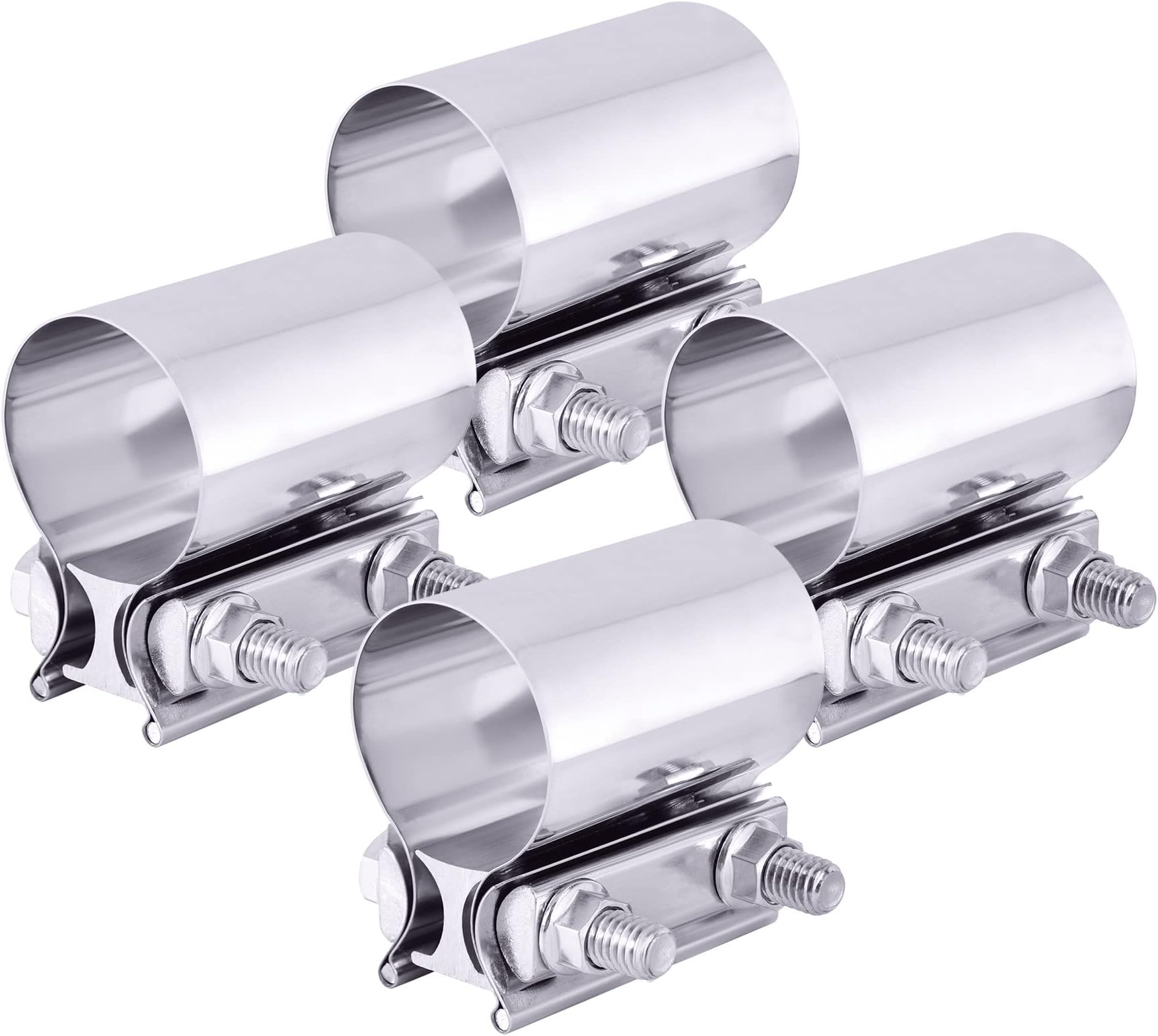 EVIL ENERGY Exhaust Clamp,Butt Joint Band Clamp Sleeve Coupler Stainless Steel (2.25 Inch,4Pcs)