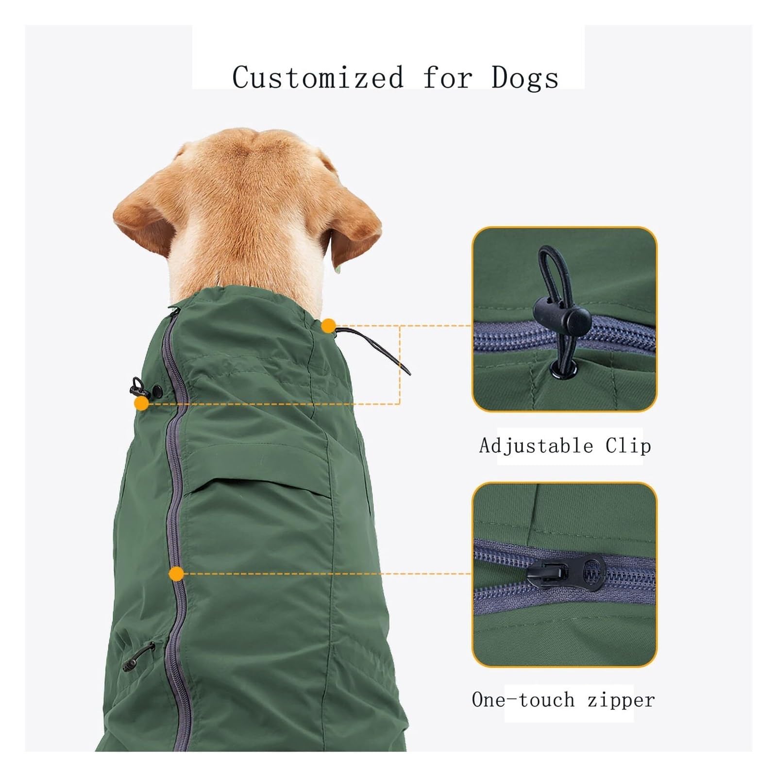 Manteau de pluie d'extérieur pour chien avec bandes réfléchissantes – Veste imperméable et coupe-vent pour toutes les conditions météorologiques, coupe réglable, orange, taille S
