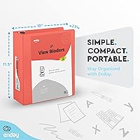 Vista 4 de Carpeta de 3 anillos de 2 pulgadas, color rojo, con anillas inclinadas en D de 2 pulgadas, cubierta transparente con 2 bolsillos interiores