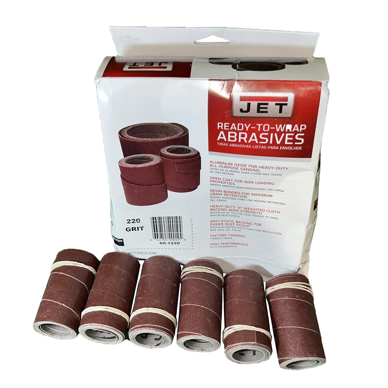 JET 10" Ready-to-Wrap Sandpaper, 220 Grit (60-1220)