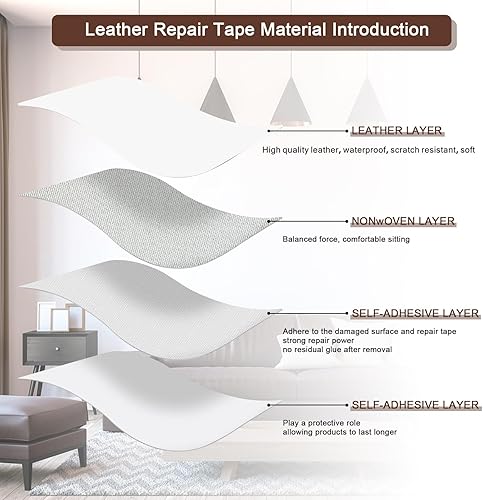 Miniatura 59 de Cinta de parche de reparación de cuero para sofá, sofá autoadhesivo grande, asiento de automóvil, silla de oficina, muebles de cuero, kit de parches