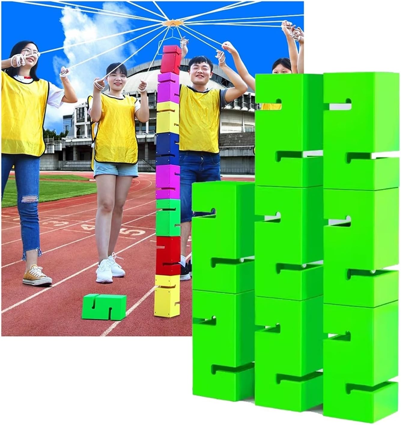 Team Building Games for Work, Outdoor Group Activities Teamwork Fun Games for School Sports Day/Field Day/Birthday Party (Color : Green, Size : 8PCS)