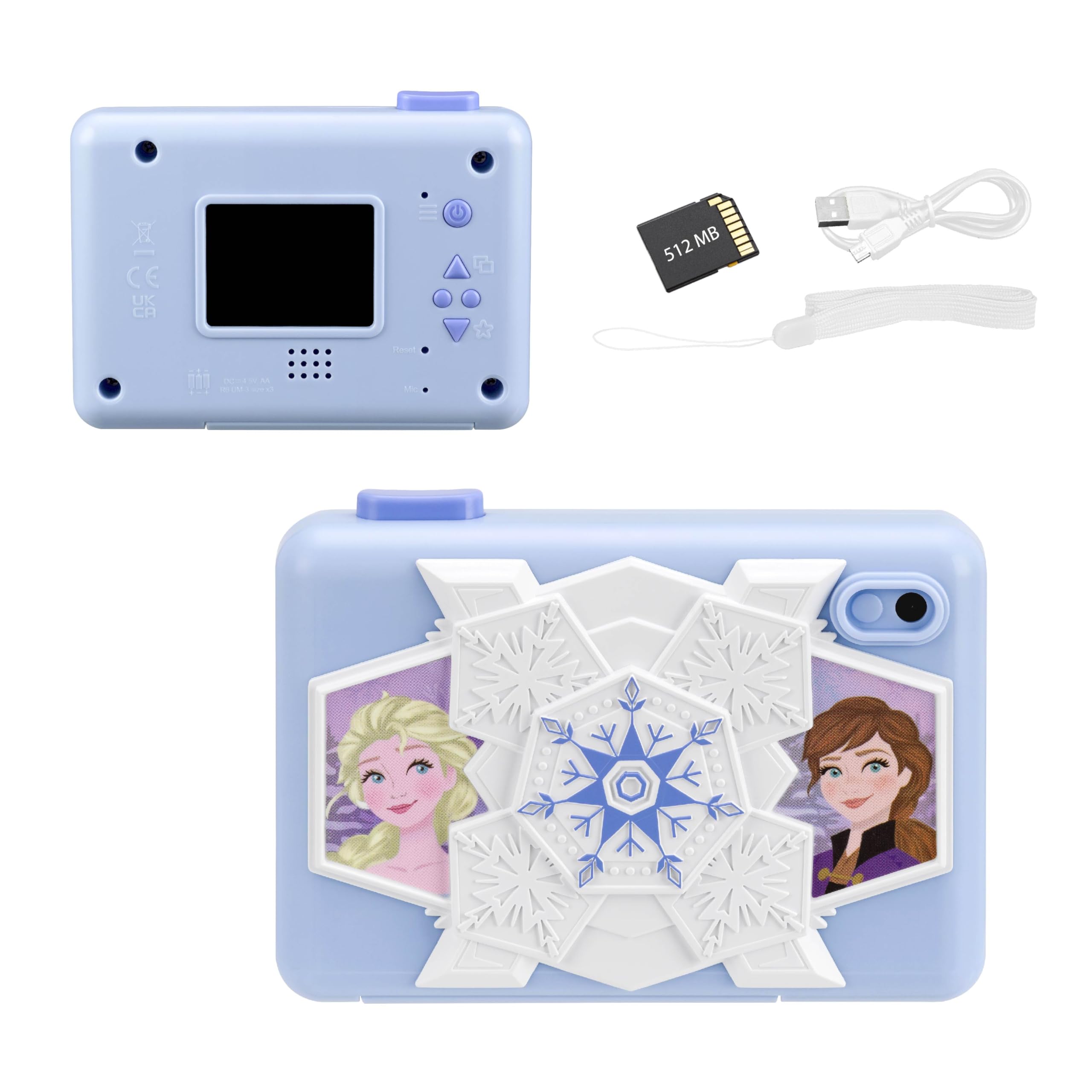 ekids Disney Frozen Kids Camera with SD Card, Digital Camera for Kids with Video Recording, Built-in Digital Stickers (Frozen)