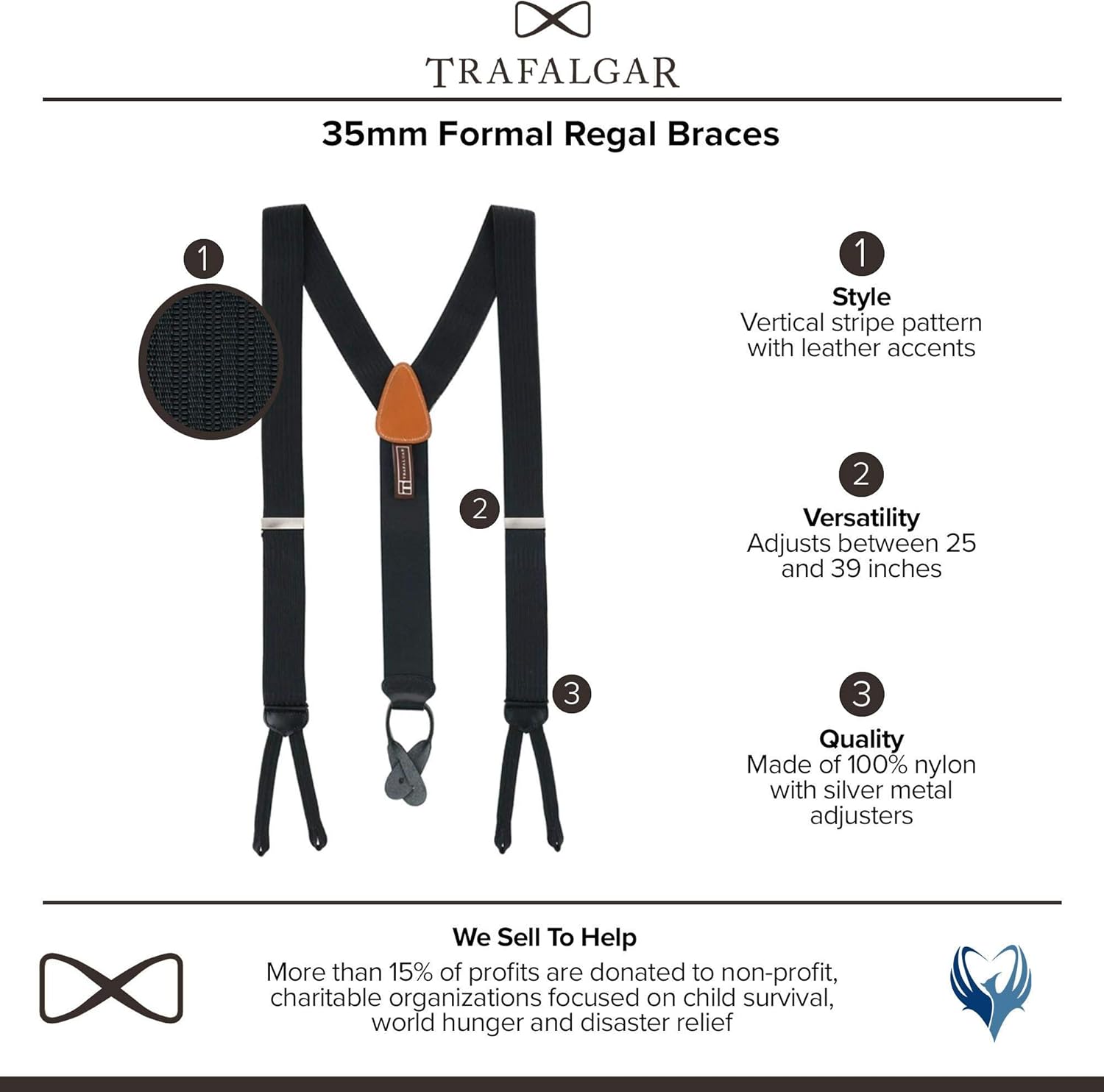 Trafalgar Regal 35mm Vertical Striped Formal End Braces - Image 4