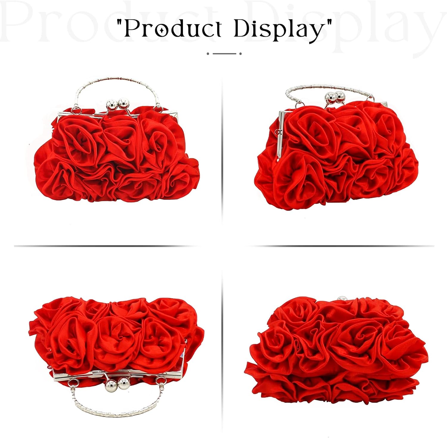 Women Evening Clutch Bag Floral Satin Small Purses with Detachable Strap for Wedding, Party, Prom - Image 6