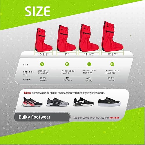 Miniatura 20 de SEAL Fundas impermeables para zapatos, fundas reutilizables para zapatos de lluvia con suela antideslizante y cremalleras grandes, fundas