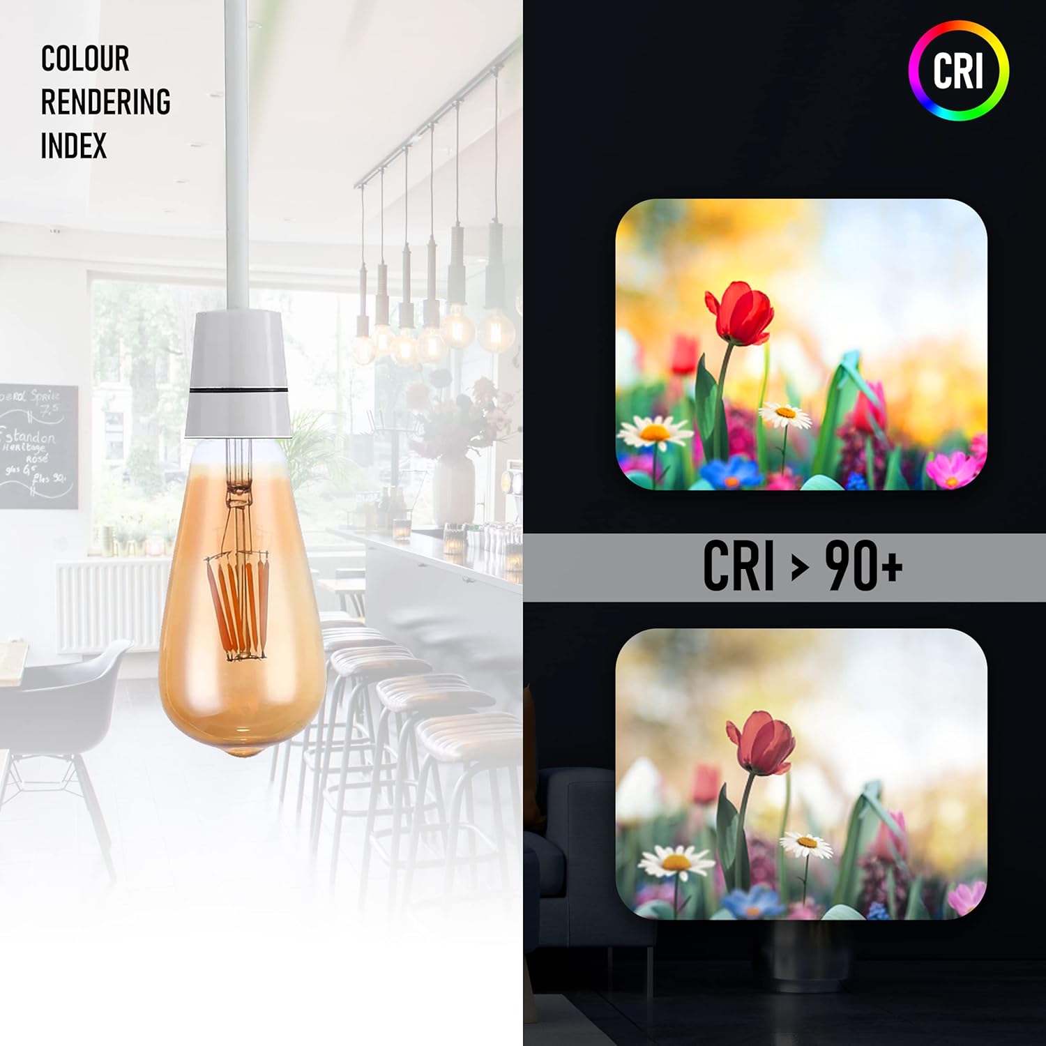 LEDSone Vintage E26 ST64 8W LED Edison Dimmable Amber Glass Warm White 2700K Light Bulbs, Best for Home Decoration, Pendant Lamps, Chandeliers, Restaurant and Bar Lighting Amber Light (Pack of 2)