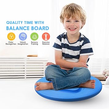 Kids Balance Board - Wobble Trainer for Ski Surf Snowboard, Non-Slip Sensory Rocker Ages 3-12, Core Therapy & Skate Prep