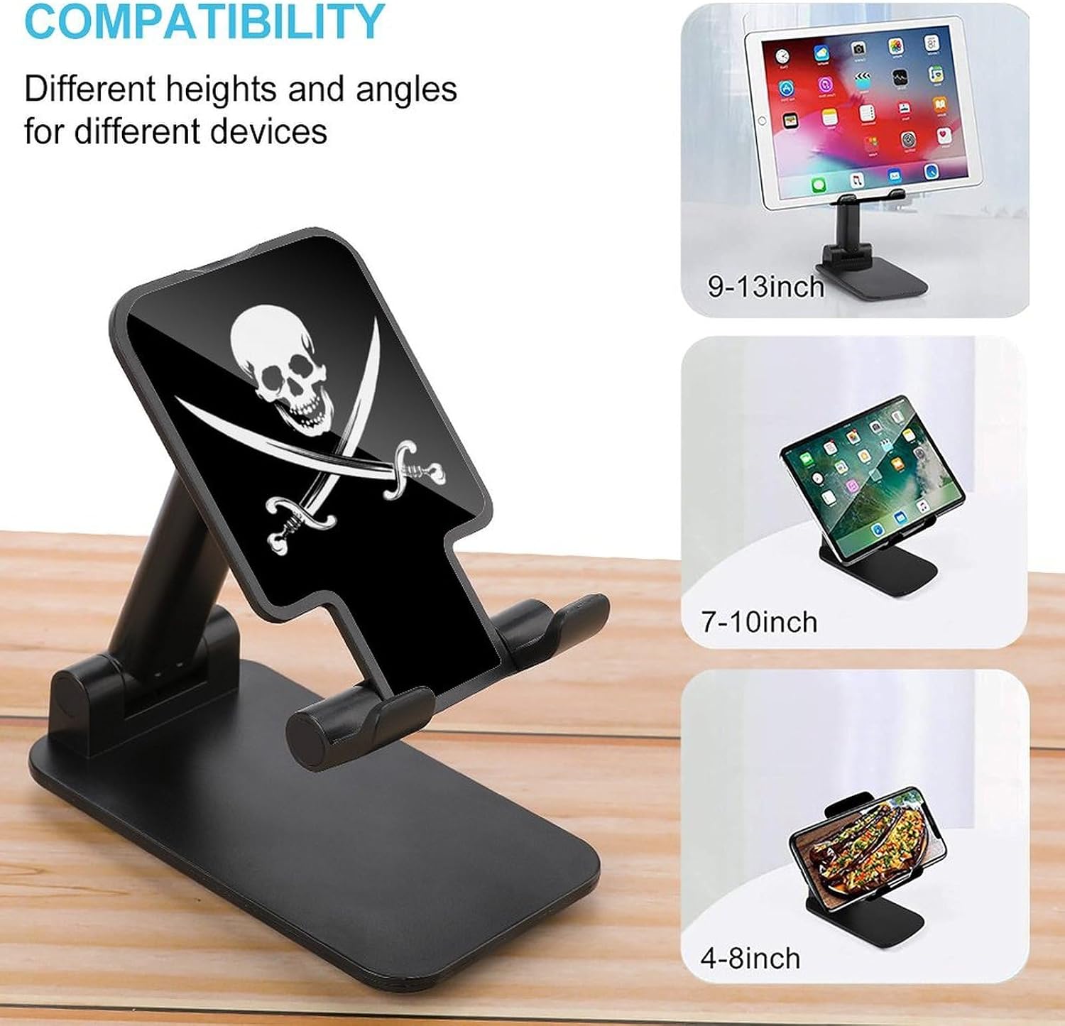 Roger Skull Crossbones Novelty Cell Phone Stand Lightweight Phones Holder image 3
