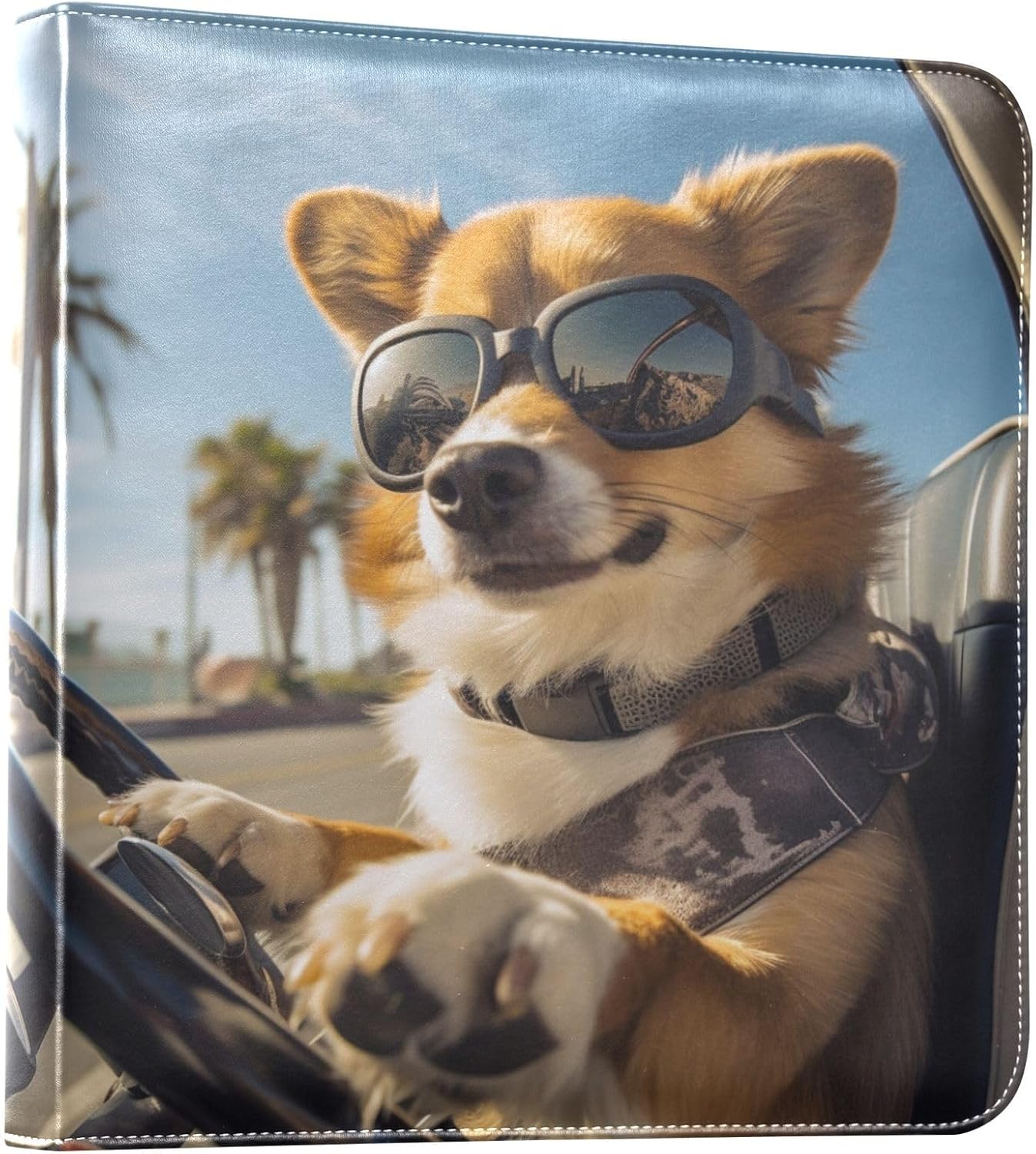 JIPONI Dog Drive Large Photo Album, DIY Leather Cover Scrapbook Albums for 4x6 5x7 6x8 Pictures, Self Adhesive Memory Book for Wedding, Baby, Family