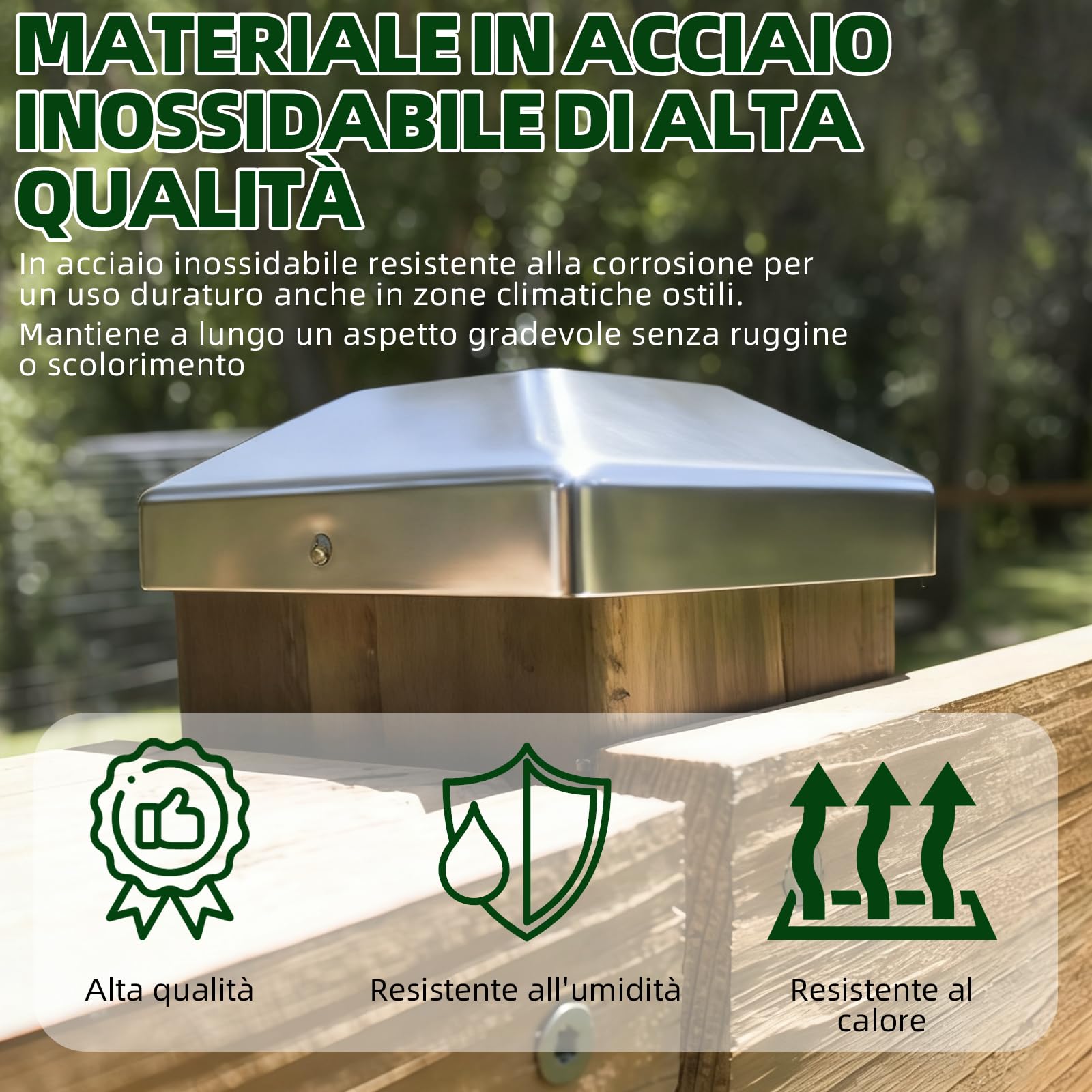 Cappucci per Pali da Recinzione in Acciaio Inox, Forma Piramidale, Set da 10 Pezzi(10 x 10 cm)