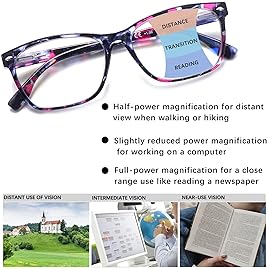 CLASAGA Progressive Multifocus Reading Glasses for Women, Pattern Print Blue Light Block Stylish Ladies Computer Readers (pattern design, 2.75, x)