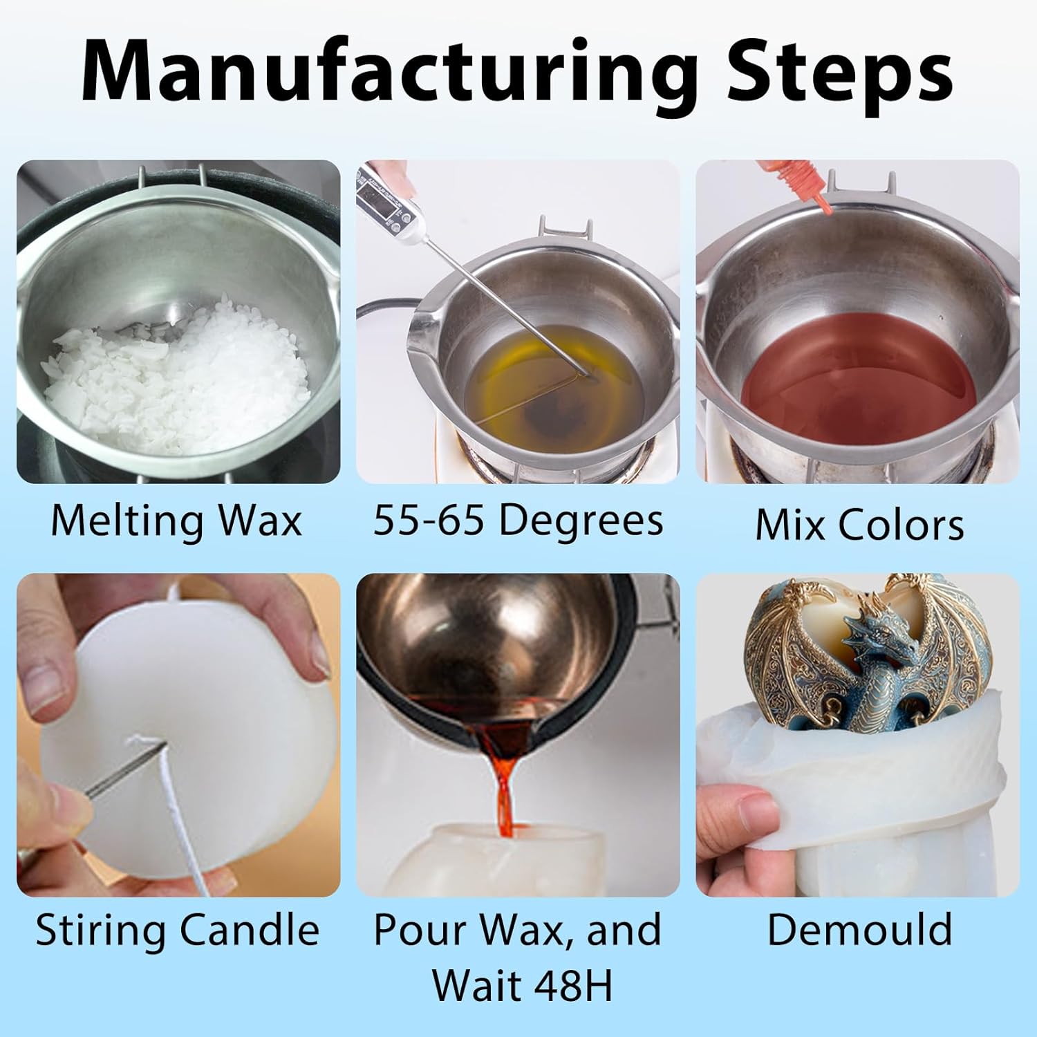 ドラゴンキャンドル型、3D動物恐竜シリコーン型、キャンドル作り、エポキシ樹脂鋳造型、ハンドメイドDIYソープ&amp;アロマセラピー