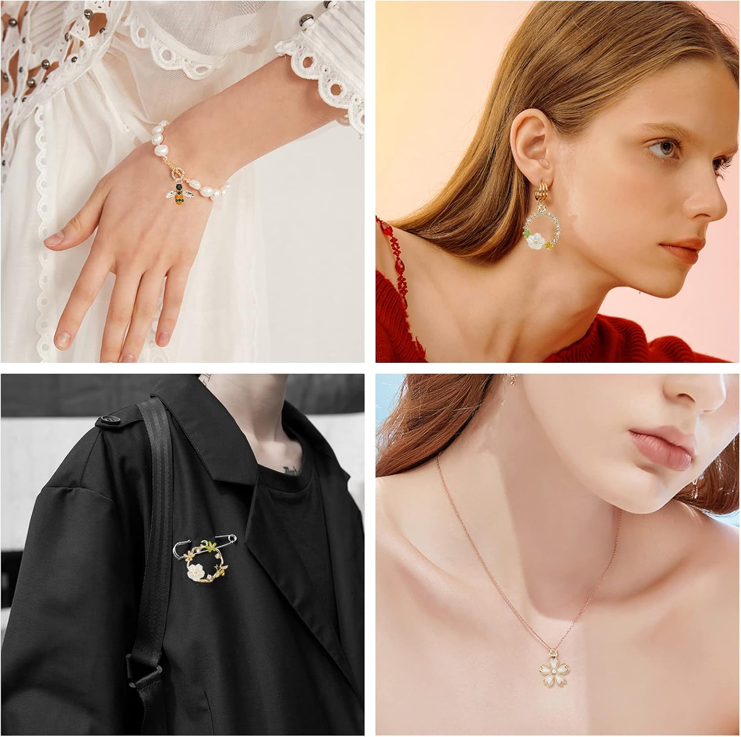 SUNNYCLUE 1 Box 20Pcs 10 Style Enamel Flower Bees Pendant Charms Alloy Eamel Flower Charms with Rhinestone Jewelry Findings for Earring Bracelet Necklace Jewelry Making Supplies Craft - Image 6