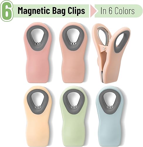 Vista 33 de Mr. Pen - Clips magnéticos para chips, paquete de 6, clips de chip gris, clips para bolsas, clips de alimentos, clips para bolsas para alimentos