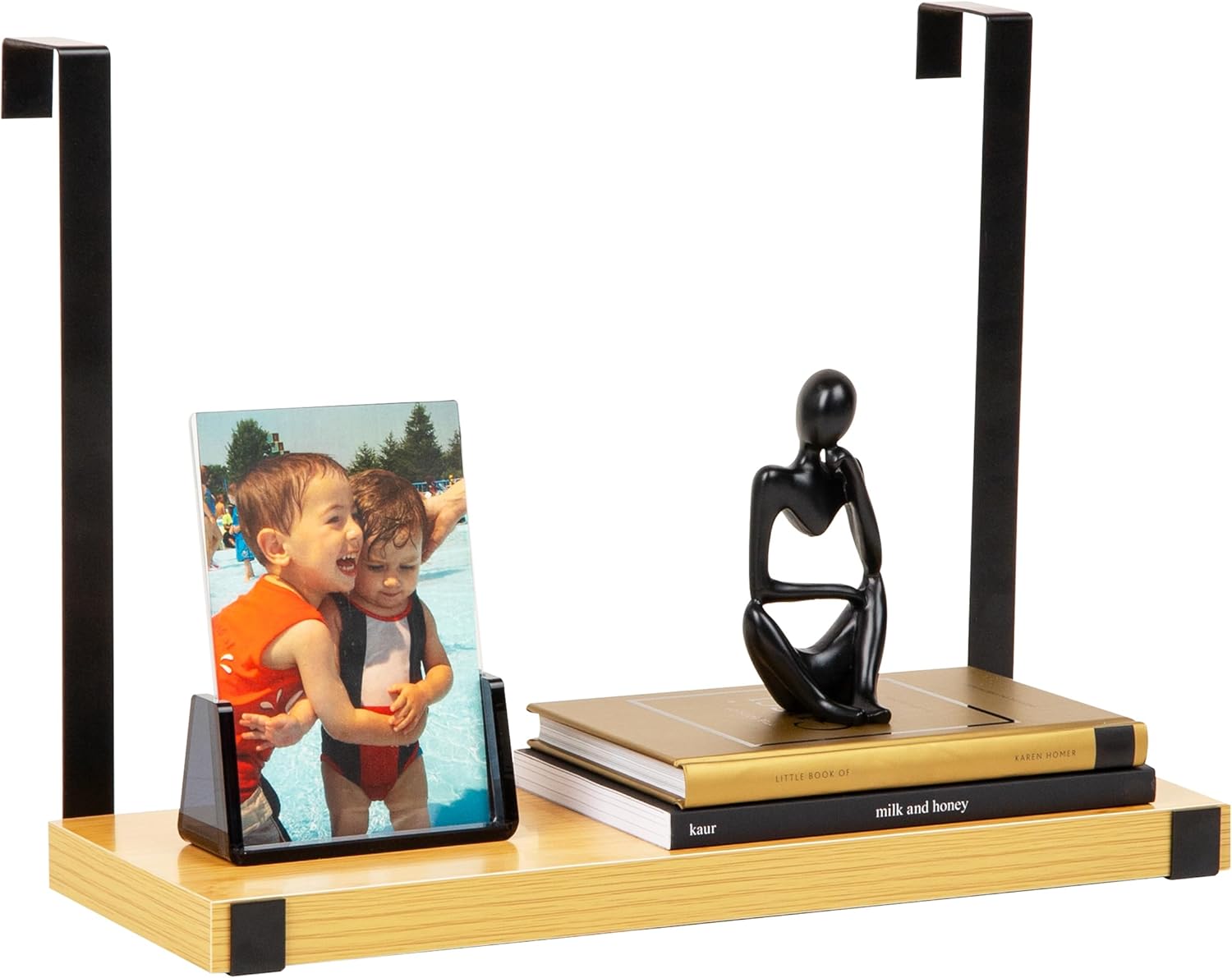 Mind Reader Hanging Cubicle Shelf Organizer, Cubicle Shelf for Office Supplies, Plants, and Decor, Easy to Install, MDF and Metal, 15.75" L x 5.75" W x 11.75" H, Brown