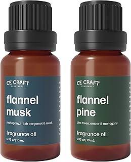 CE Craft Premium Fragrance Oil Pair for Diffusers - Flannel Musk + Flannel Pine – Diffuser Oils Fragrances Scented for Home, Candle Soap Making Supplies, Aromatherapy Blends for House (10 mL)
