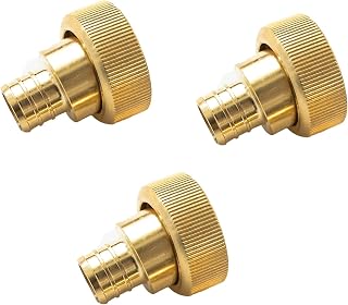 3 Pack 46414 3/4 Inches PEX Crimp Supply Adapter with 1 Inch Copper Ring Crimp Power Line, Brass