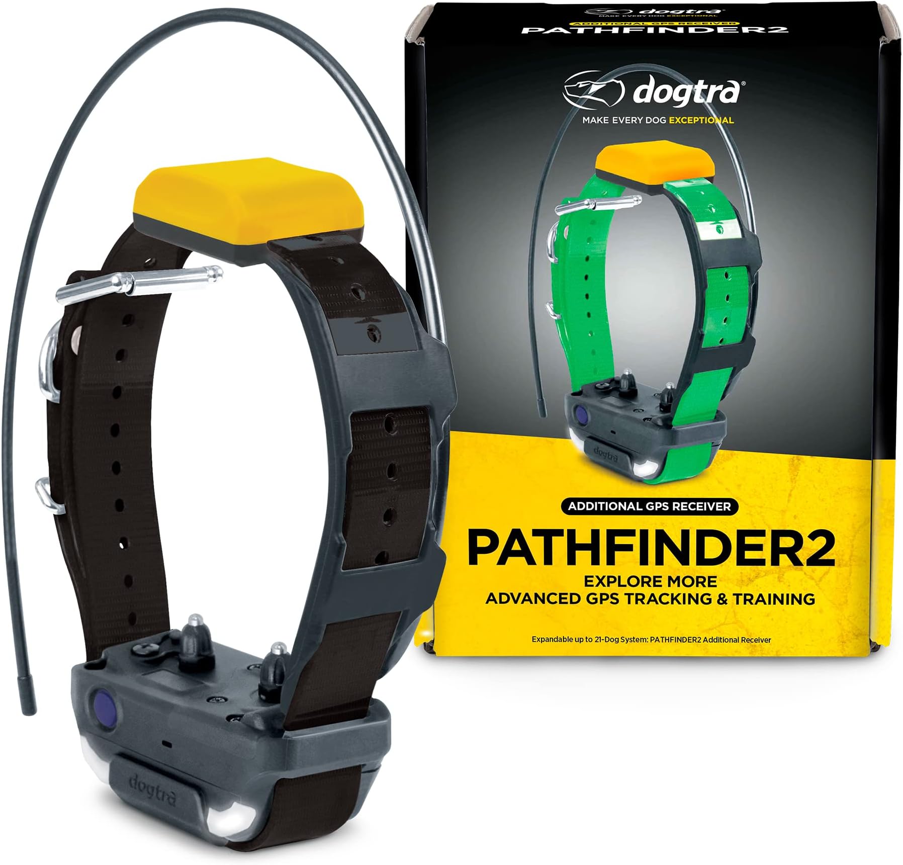Pathfinder 2 Additional Receiver Dog GPS Tracker e Collar Black LED Light No Monthly fees Free App Waterproof Smartwatch Control Satellite Real Time Tracking Long Range Smartphone Required