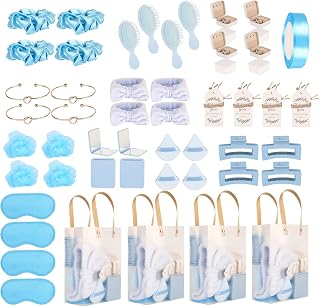 4 Sets Baby Shower Prizes for Game Winners Blue Baby Shower Favors Gifts including Headband Hair Brush Jewelry Box with Gift Bag for Baby Shower Game Prize Wedding Bridal Shower Favors