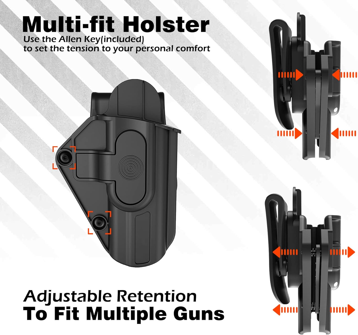 G43X MOS Holster for Glock 43X MOS, Glock 48 MOS, Glock 43X, Glock 43, Glock 48, Level 2 Retention Outside Waistband G43 Holster, Adjustable OWB Tactical Gun Holsters - Right Handed
