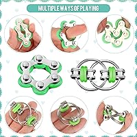 Vista 24 de Gejoy Juego de 3 juguetes antiestrés para adultos, juego de almohadilla de control de mano con seis rodillos, cadena giratoria, cadena para autismo