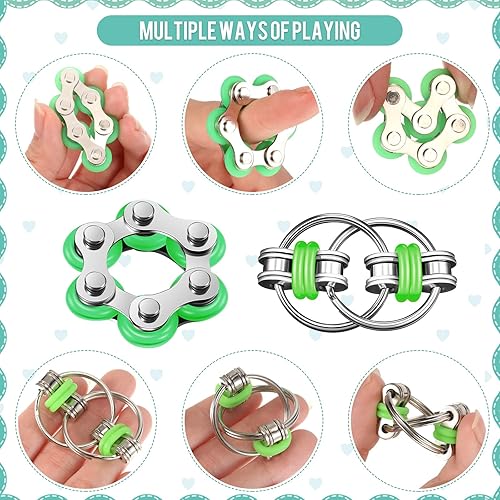 Miniatura 4 de Juego de 3 piezas de mini juguetes sensoriales de mano que incluye seis cadenas de rodillos y cadena para bicicleta, almohadilla de mano para