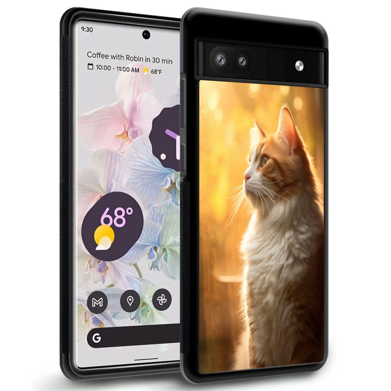 Elgzigok Black TPU Case Fits Google Pixel 6a with Cat Print-aa359 Pattern Design Black Soft TPU Slim Fit Anti Scratched Protection Cover Case for Google Pixel 6a