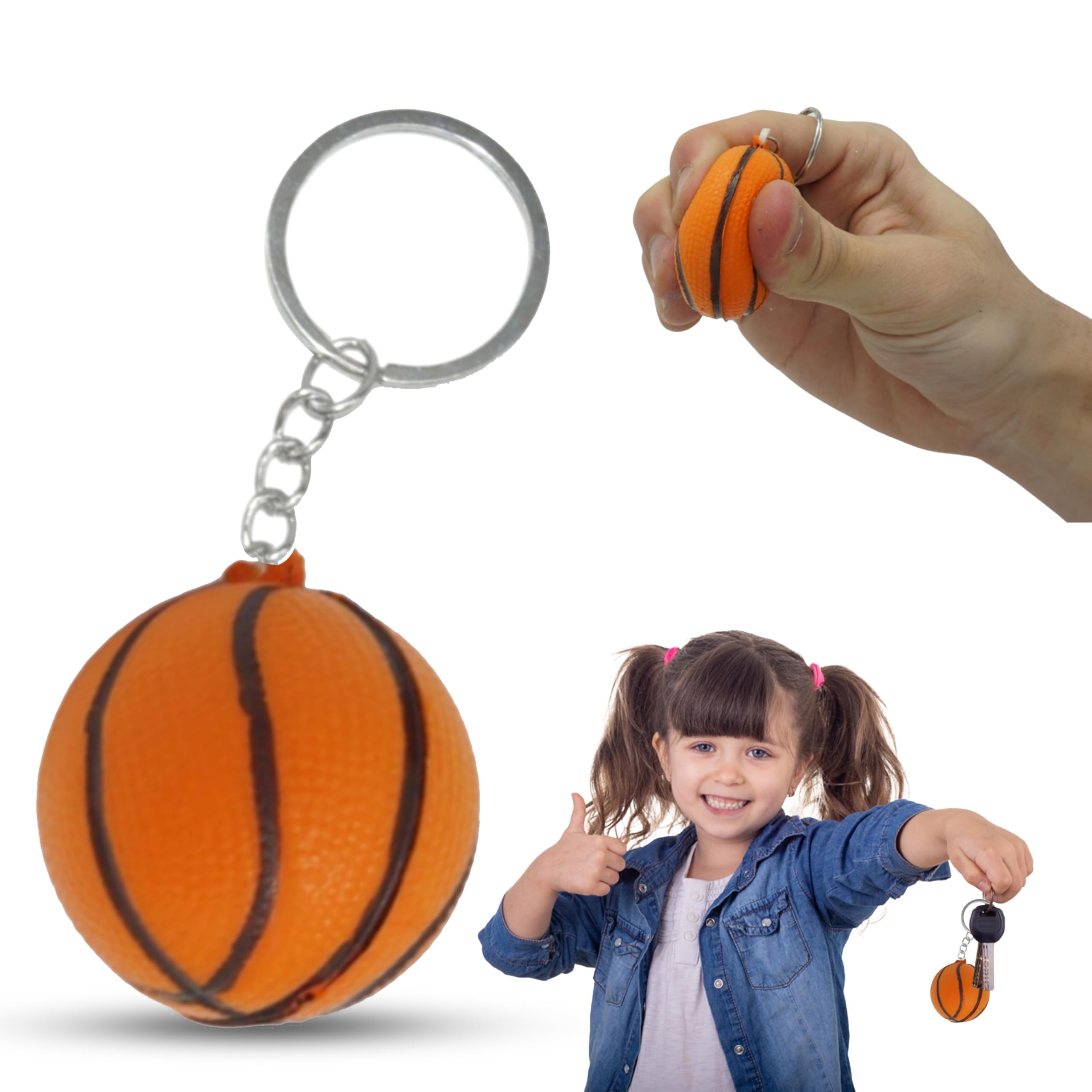 SRV Hub Basketball Keychain for Kids & Adults – Mini Ball Keyring, Ideal for Sports Parties, School Rewards, Birthday Gifts, Sports Team Accessories, Backpack Décor