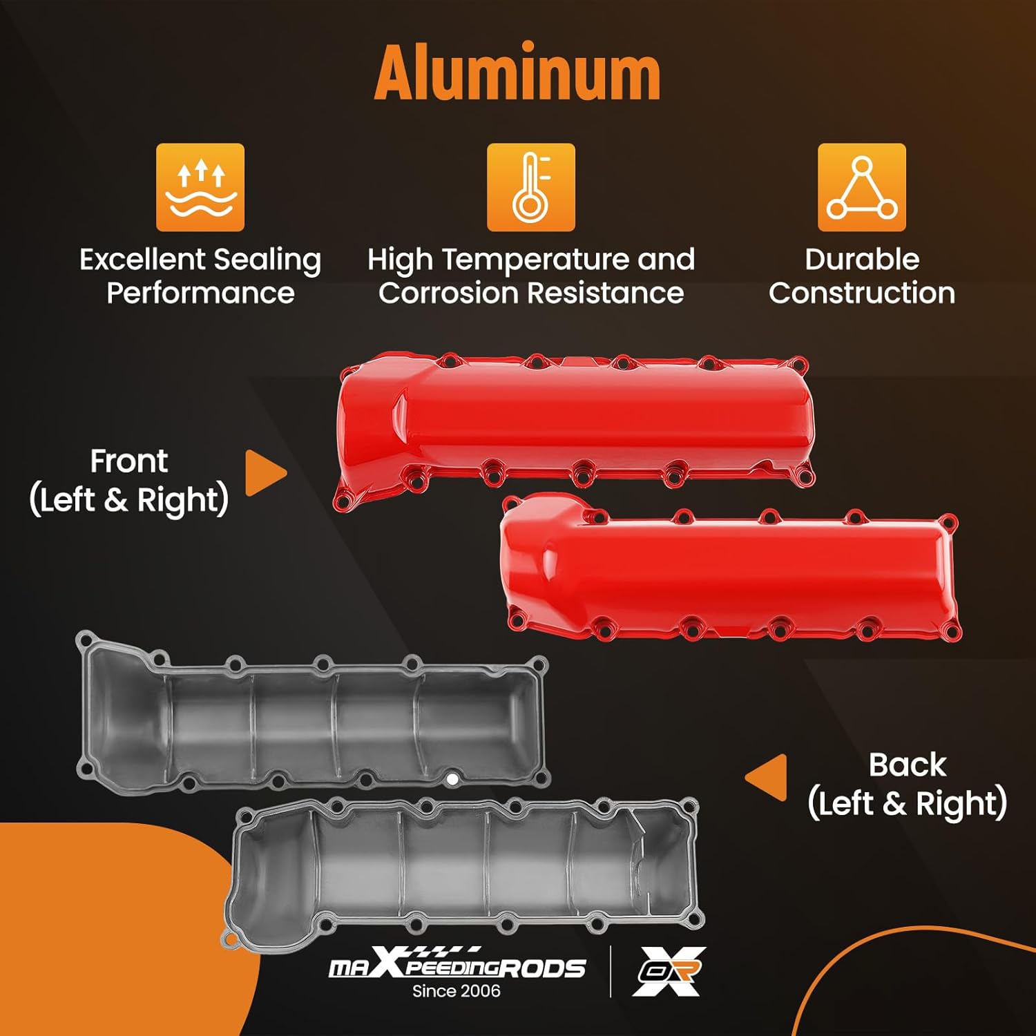 maXpeedingrods Upgraded Aluminium Engine Valve Cover for Dodge Ram 1500 Durango Dakota, for Chrysler Aspen 2007, for Jeep Commander Grand Cherokee 4.7L 2001-2007 Replace 53021828AA 53021829AD