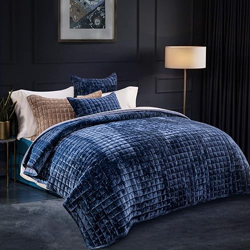 Miniatura 56 de RECYCO - Juego de edredón de terciopelo ligero, ropa de cama con edredón acolchado de gran tamaño y 2 fundas de almohada a juego, para usar todo