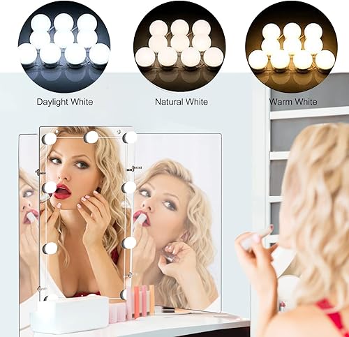 Miniatura 2 de FOLOMILO Espejo de 3 vías para corte de cabello con luz LED espejo de peluquero autocortado 360 portátil recargable LED transparente parte trasera y