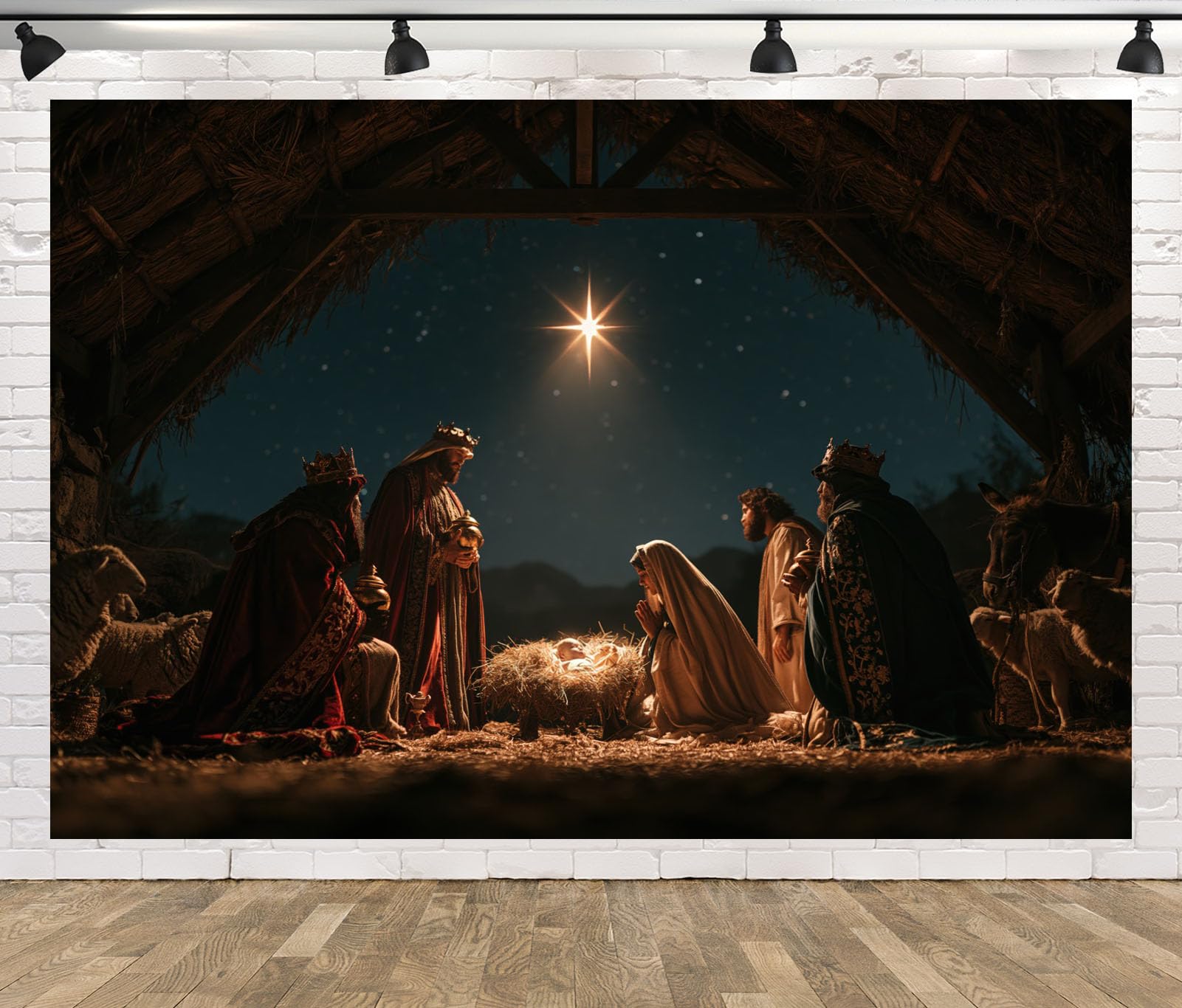 10x8FT (3x2.5m) Re Magi Adorano Gesù Bambino Sfondo Fotografico