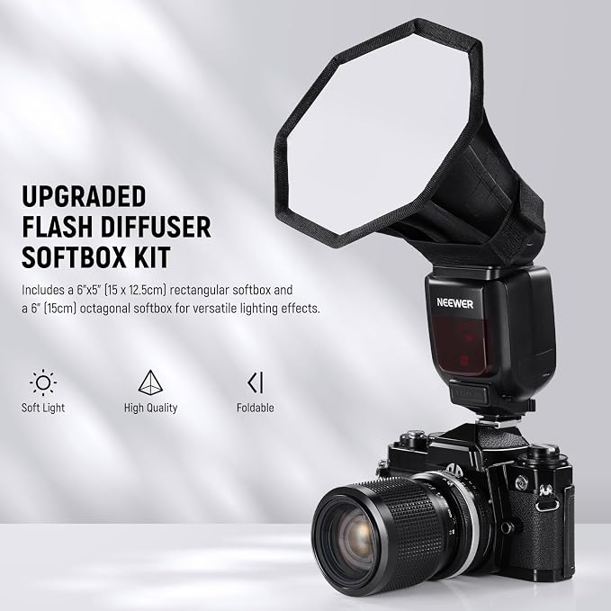 NEEWER Softbox Flash Difusor Octagonal y Rectangular 2 Pzas miniatura 2