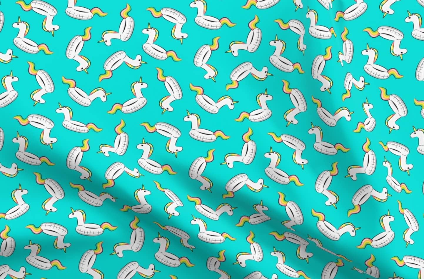 Spoonflower Fabric - Unicorns Pool Teal Unicorn Summer Trendy Rainbow Party Beach Printed on Minky Fabric by The Yard - Sewing Baby Blankets Quilt Backing Plush