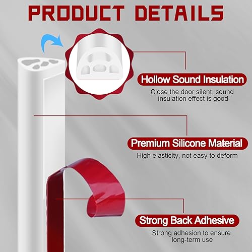 Miniatura 9 de Burlete de sellado para puertas y ventanas, aislamiento EPDM (25 pulgadas de ancho x 25 pulgadas de alto) x 16.5 pies de largo (negro, 40 pies)