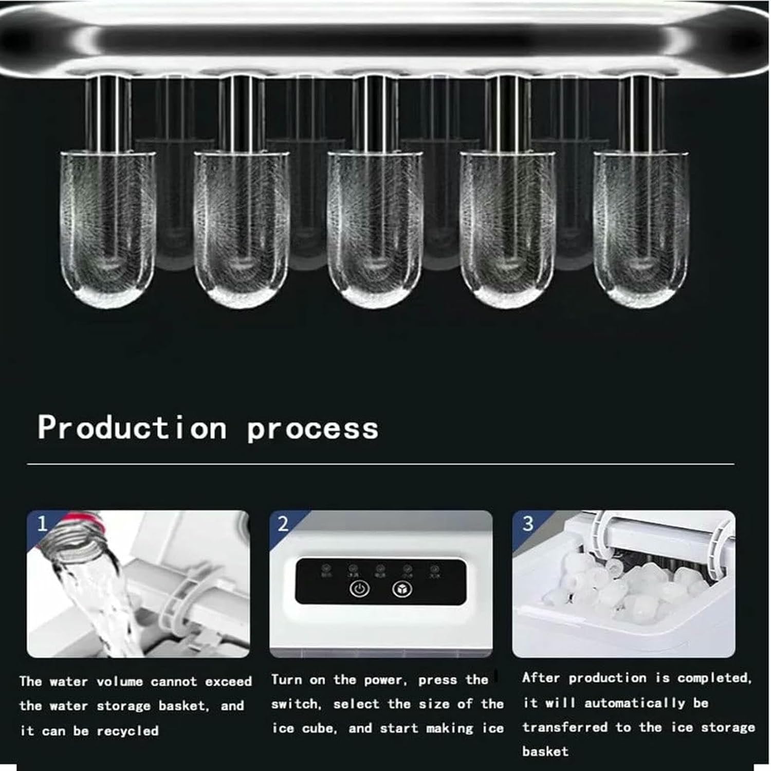 Ice Maker Countertop, Portable Ice Machine with Basket and Scoop,22 Lbs/24h,9 Ice Cubes Ready in 7 Mins, Self Cleaning Ice Makers,for Home, Kitchen,Camping,Rv