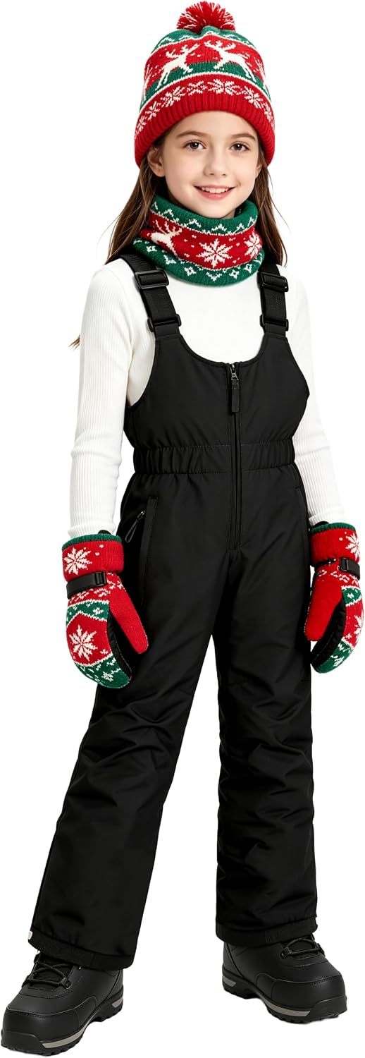 wantdo Girls Ski Pants Winter Snow Bibs Kids Insulated Snowboarding Overall