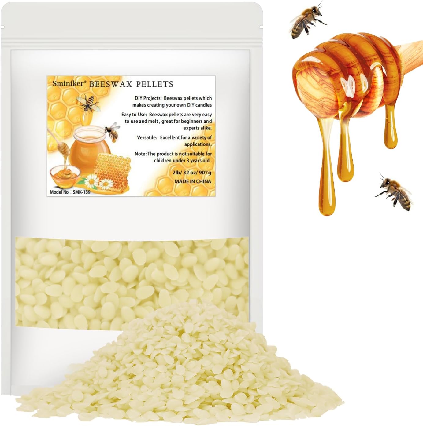 10LB Beeswax Pellets Beeswax for Candle Making Beeswax Pellets for Skin Beeswax Beads Beeswax Bulk Beeswax for DIY Making and Craft Project