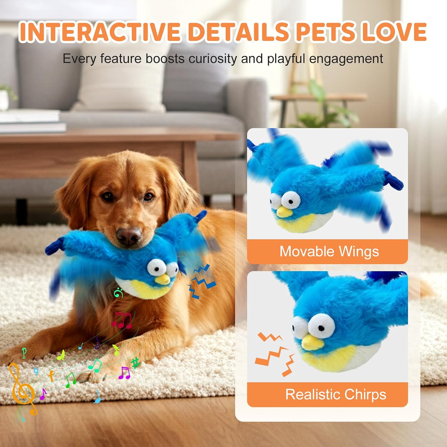 Interactive Flying Bird Cat Toy,2026 New Chirping Bird Cat Toy Flapping Bird Toy, Simulation Chirping Bird Toys Interactive Cat Toys for Bored Indoor Cats (2, Grey)