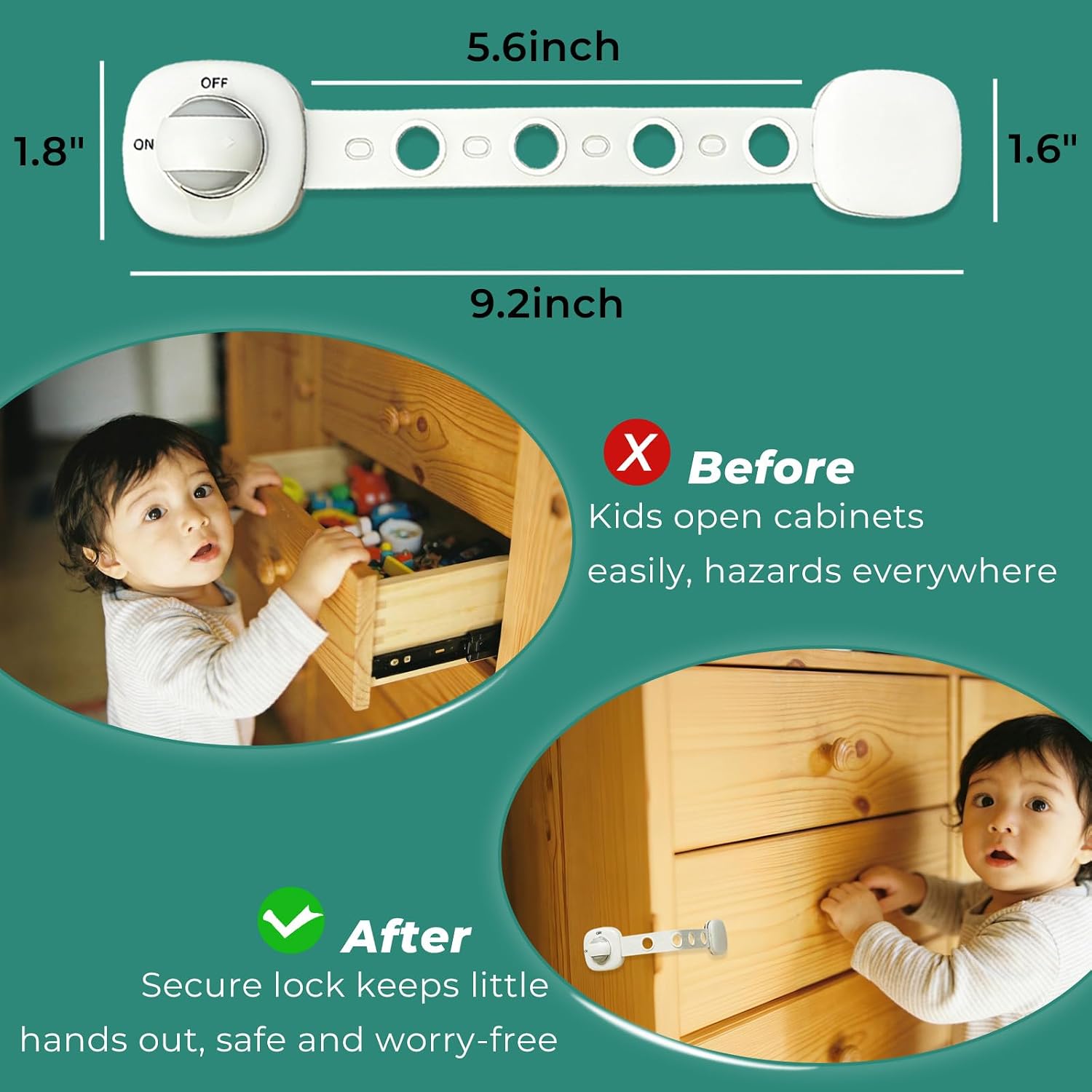 Baby Proofing Child Safety Locks 2 Pack Baby Locks for Furniture Kitchen Ovens Toilet Seats