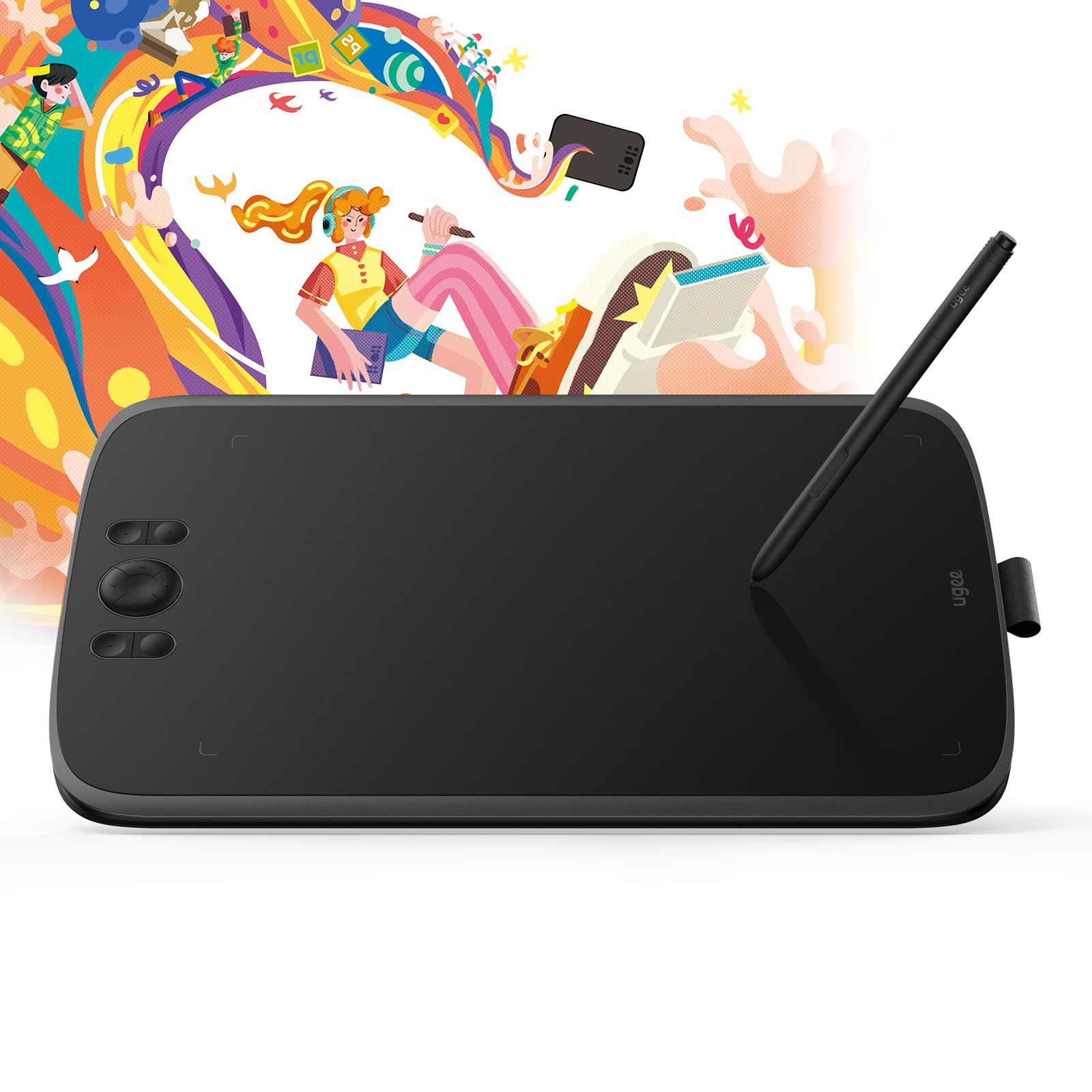 Tablette Graphique UGEE M808 10 Pouces avec Styet 8192 de sensibilité à la Pression et 8 Touches de Raccourci, Tablette Dessin avec USB-C Interface Compatible avec PC/Mac/Android