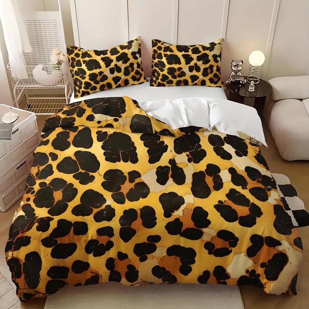 Housse de couette 260x240 jaune léopard pour transformer l'ambiance de votre chambre adulte