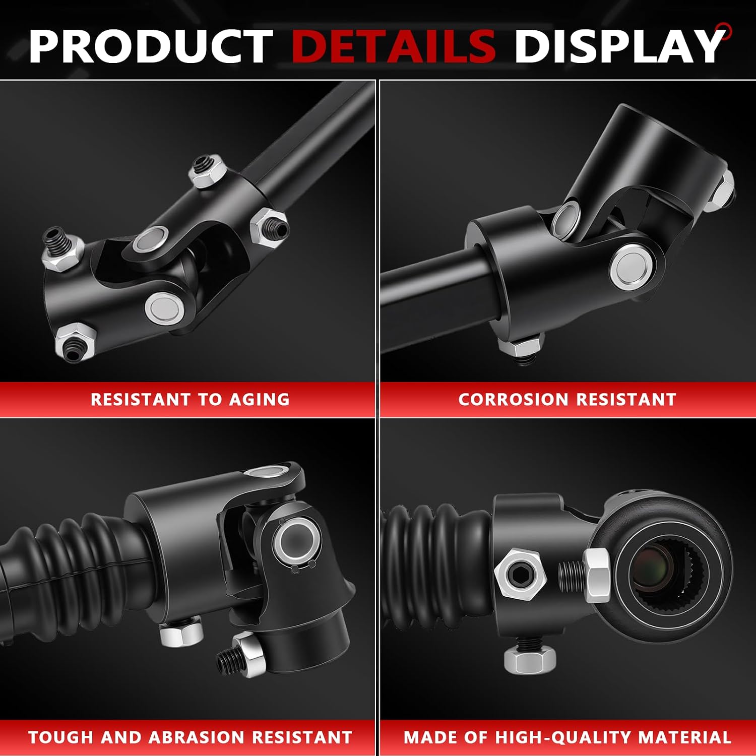 000980 21in Telescoping Steering Shaft Fit for 1980-1991 Bronco F100 F150 F250 F350, with Two Billet Steel Universal Joints